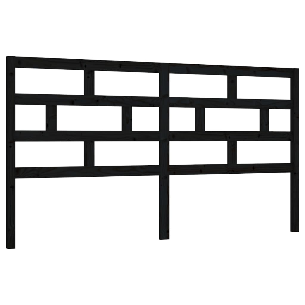 Sengegavl svart 206x4x100 cm heltre furu