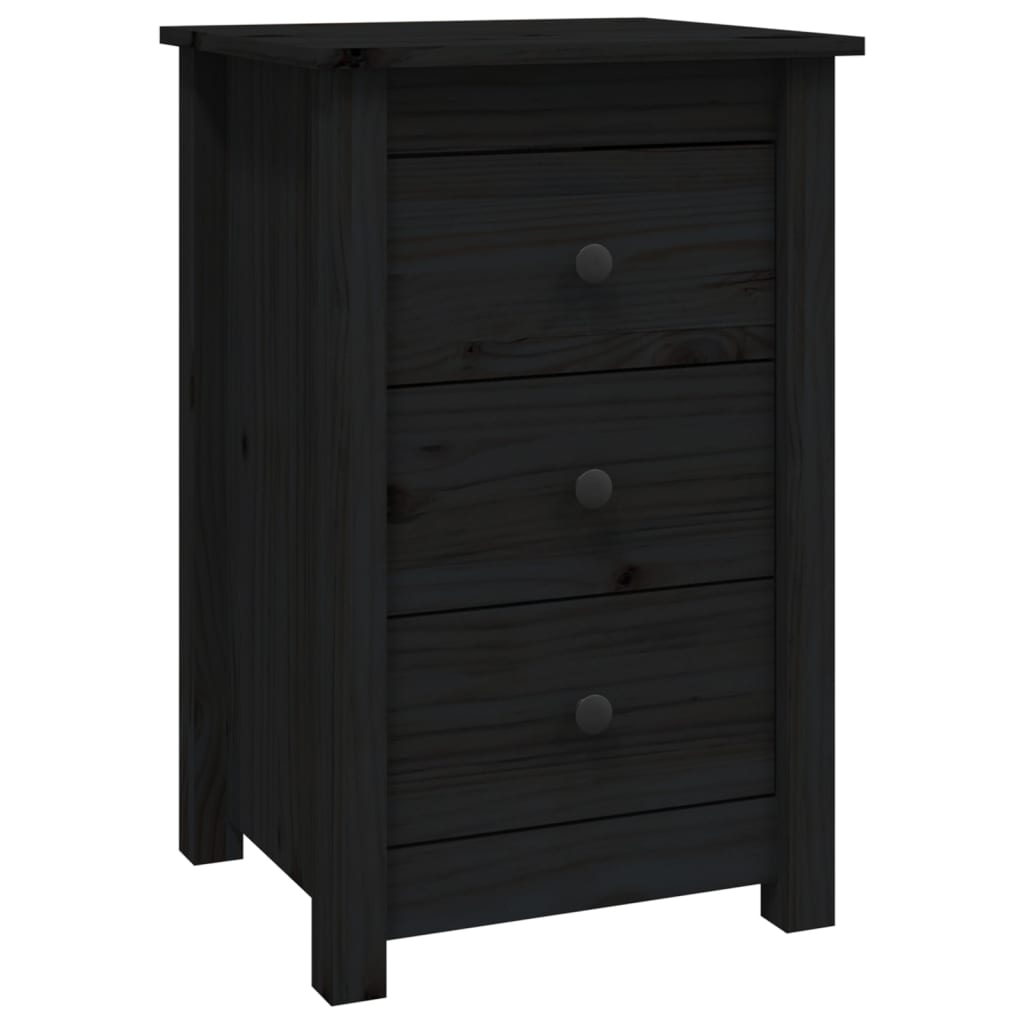 Nattbord 2 stk svart 40x35x61,5 cm heltre furu