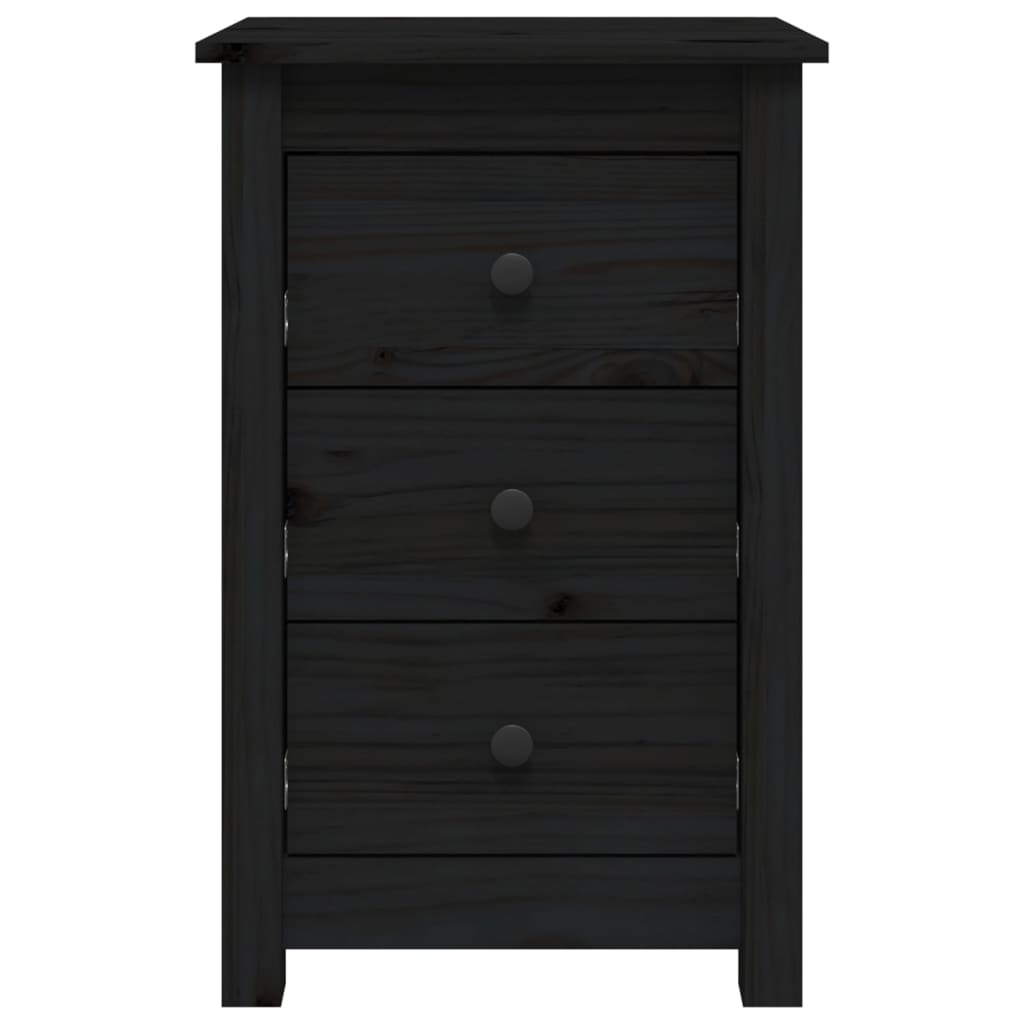 Nattbord 2 stk svart 40x35x61,5 cm heltre furu