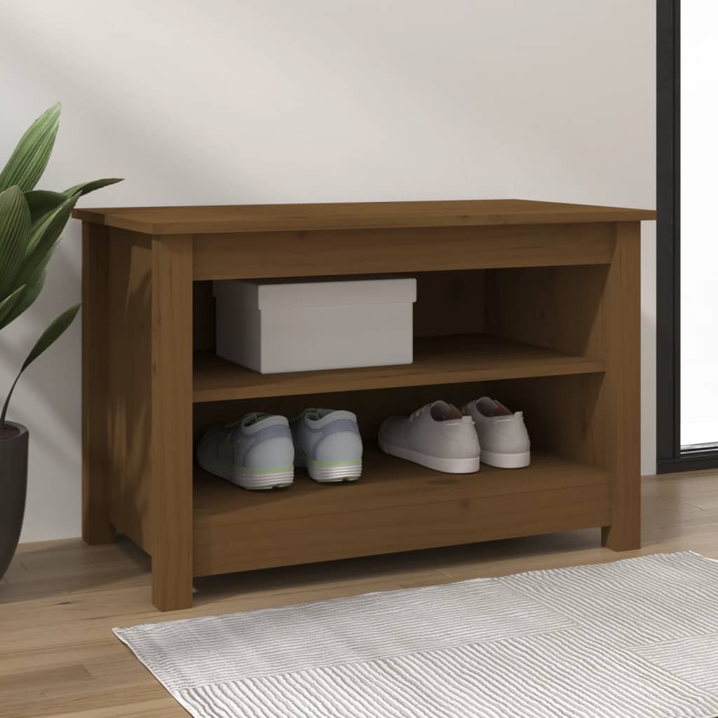 Skobenk honningbrun 70x38x45,5 cm heltre furu