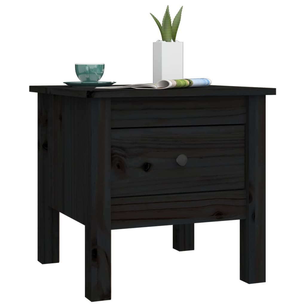 Sidebord 2 stk svart 40x40x39 cm heltre furu