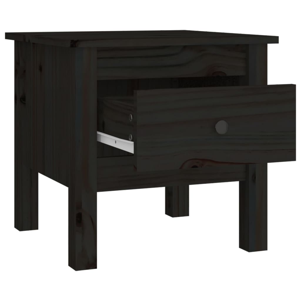 Sidebord 2 stk svart 40x40x39 cm heltre furu