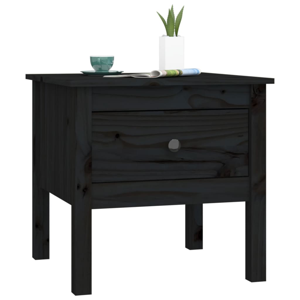 Sidebord 2 stk svart 50x50x49 cm heltre furu
