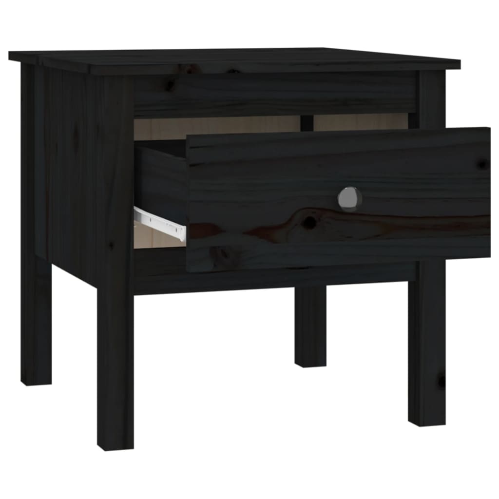Sidebord 2 stk svart 50x50x49 cm heltre furu