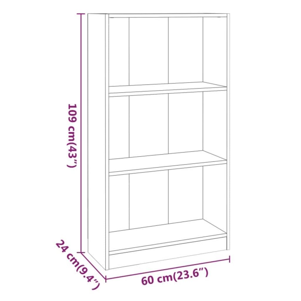 Bokhylle røkt eik 60x24x109 cm konstruert tre