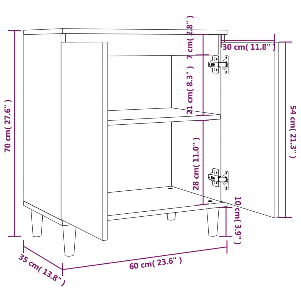 Skjenk røkt eik 60x35x70 cm konstruert tre