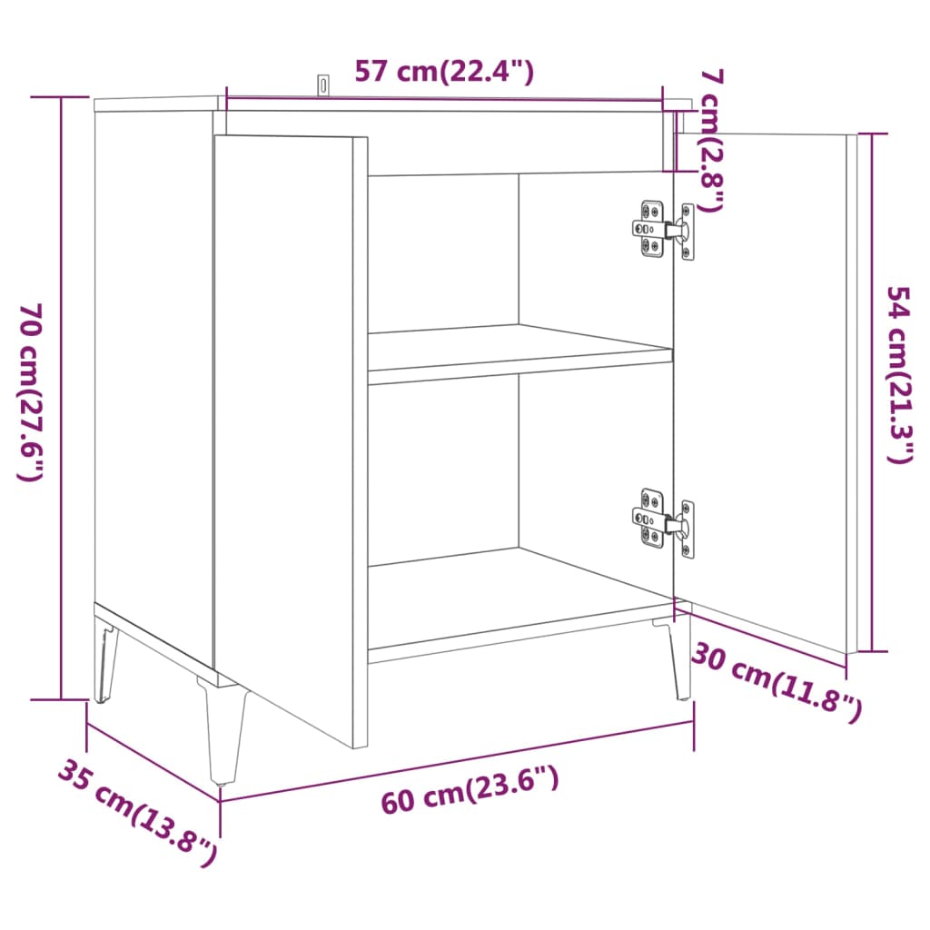 Skjenk røkt eik 60x35x70 cm konstruert tre