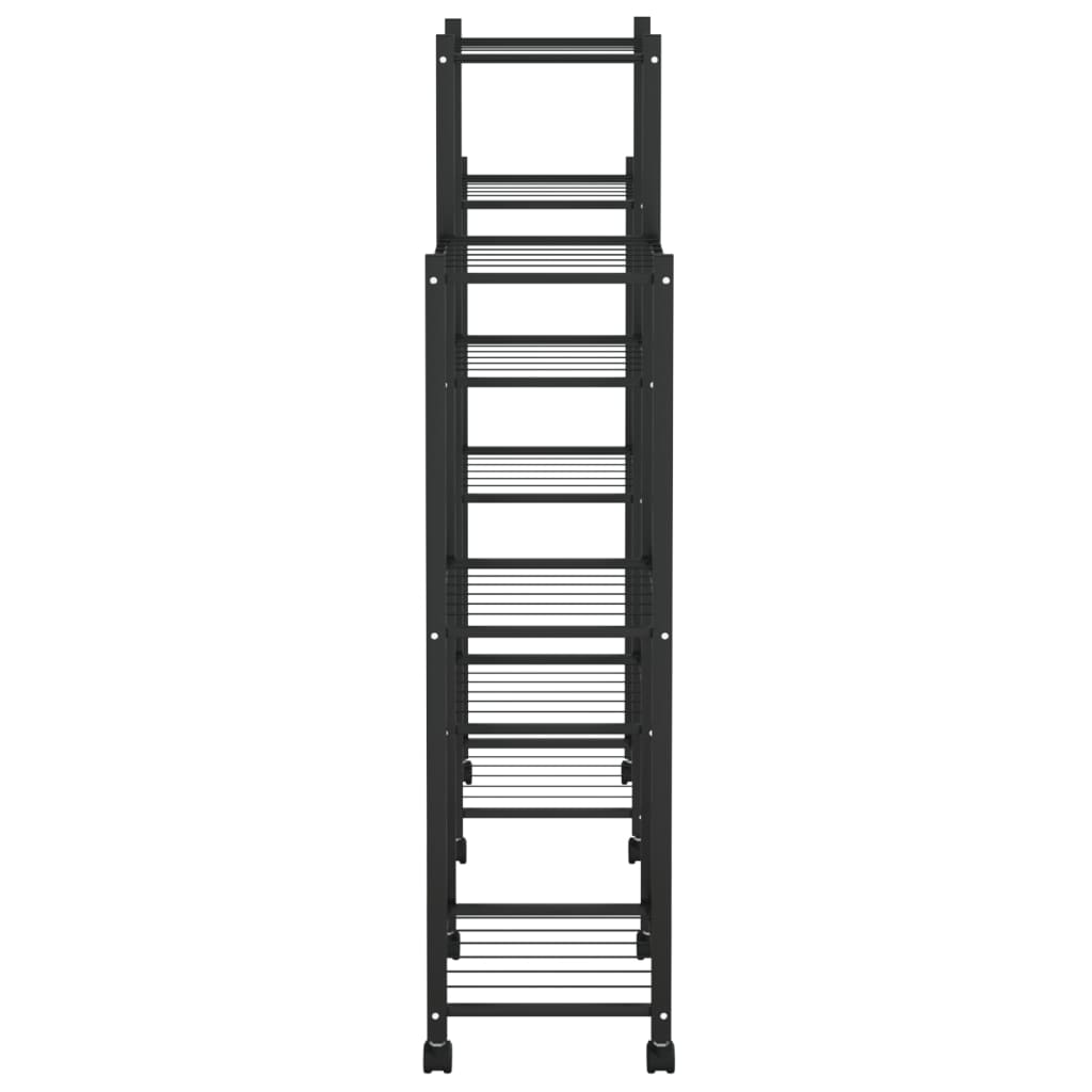 Blomsterstativ med hjul 83x25x103,5 cm svart jern