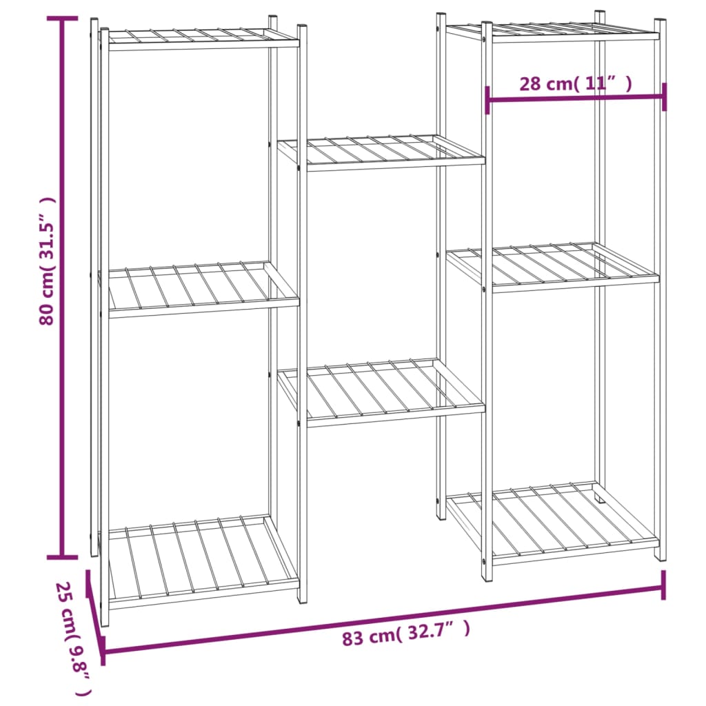 Blomsterstativ 83x25x80 cm svart jern