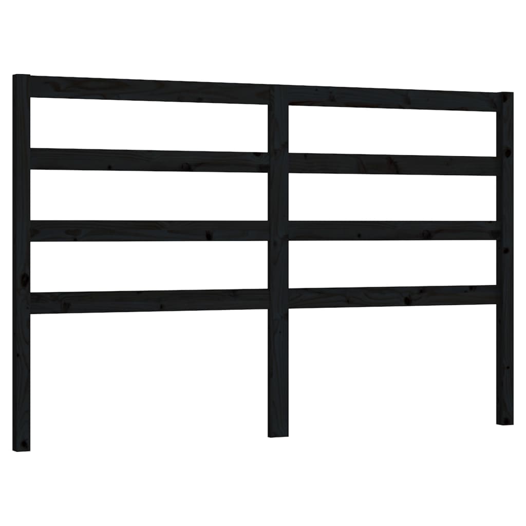 Sengegavl svart 146x4x100 cm heltre furu