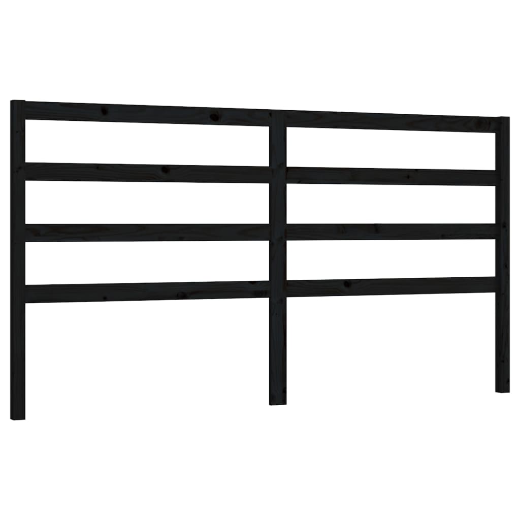 Sengegavl svart 206x4x100 cm heltre furu