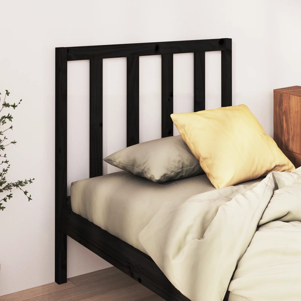 Sengegavl svart 96x4x100 cm heltre furu