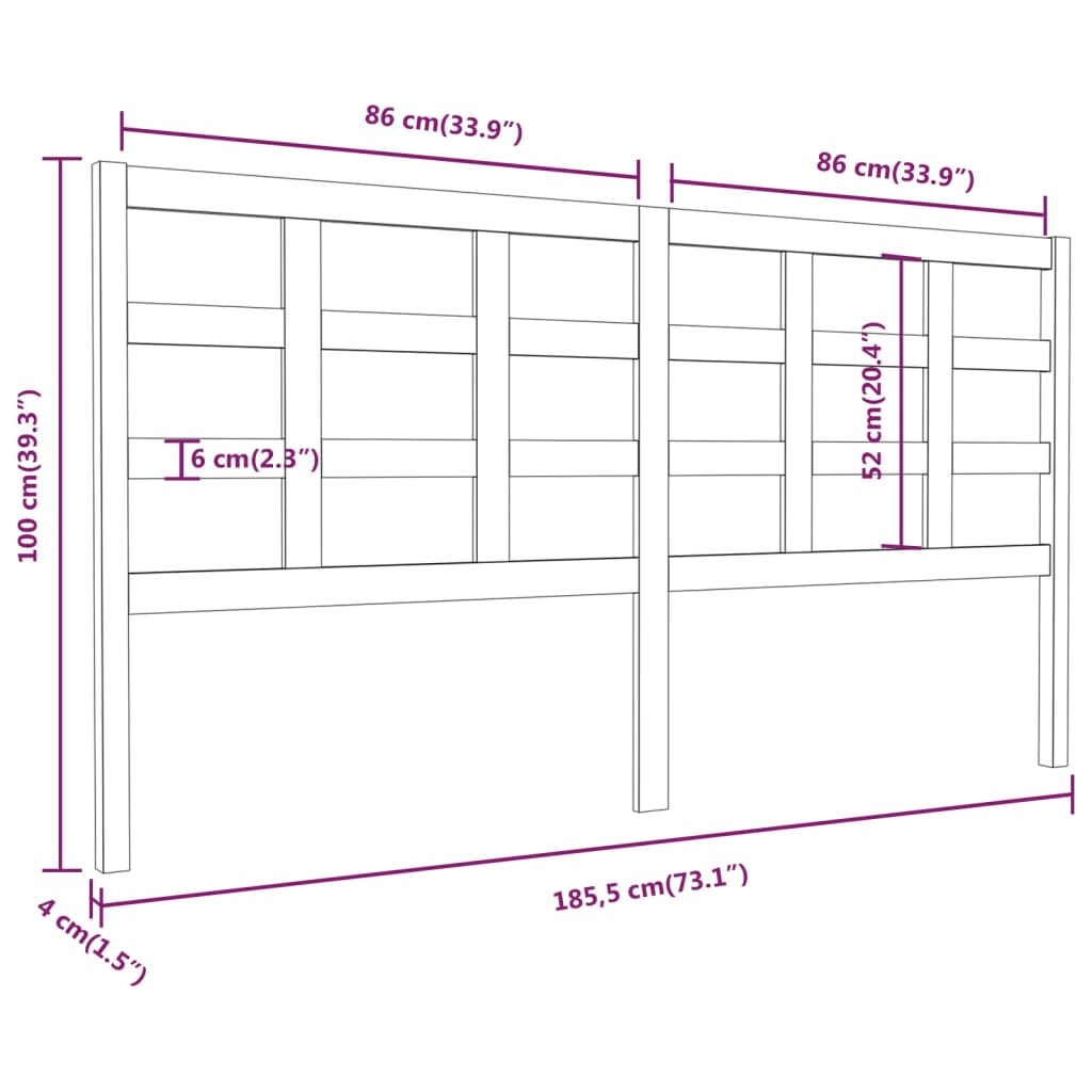 Sengegavl honningbrun 185,5x4x100 cm heltre furu