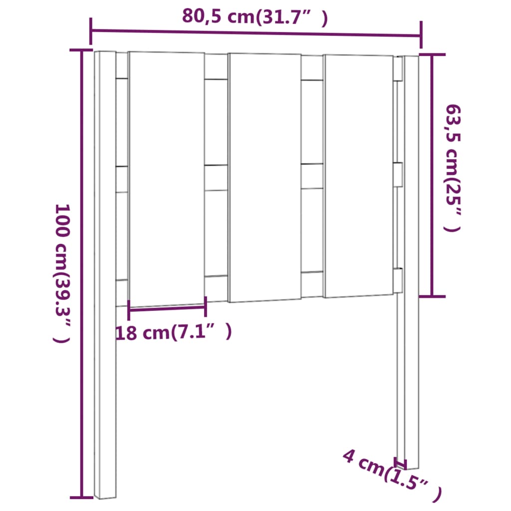 Sengegavl honningbrun 80,5x4x100 cm heltre furu