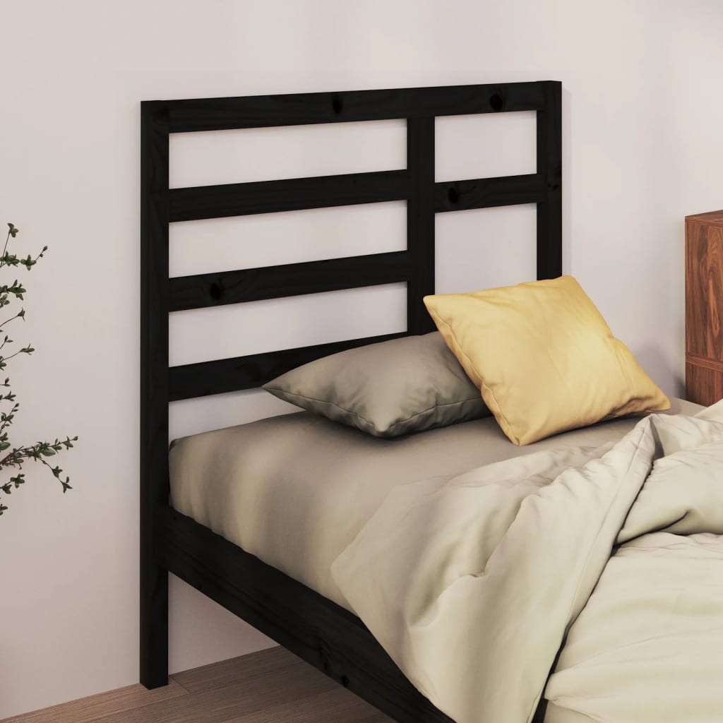 Sengegavl svart 96x4x104 cm heltre furu
