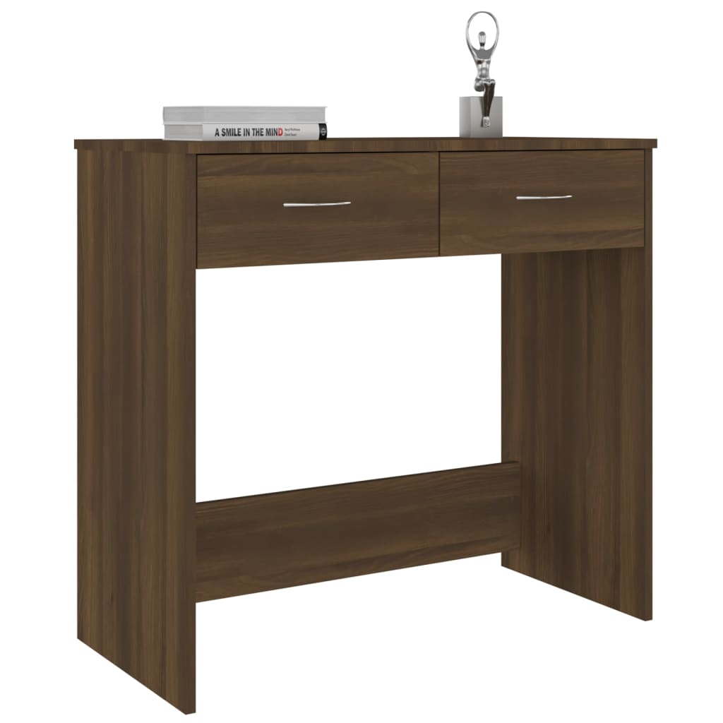 Skrivebord brun eik 80x40x75 cm konstruert tre