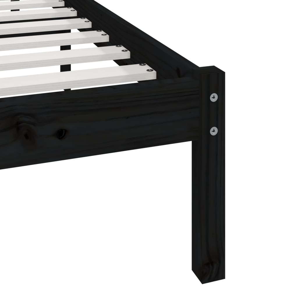 Sengeramme svart heltre furu 140x190 cm