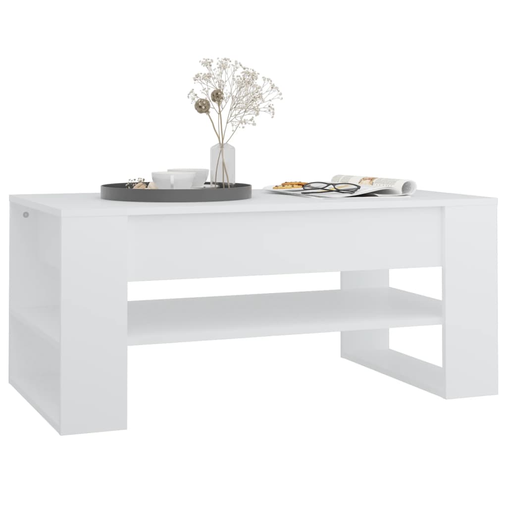 Salongbord hvit 102x55x45 cm konstruert tre