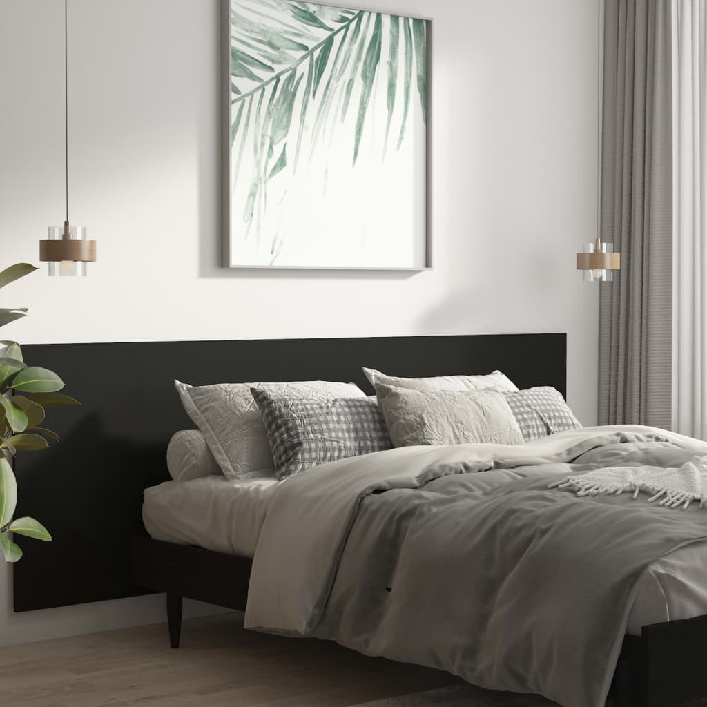 Veggmontert sengegavl svart 240x1,5x80 cm konstruert tre