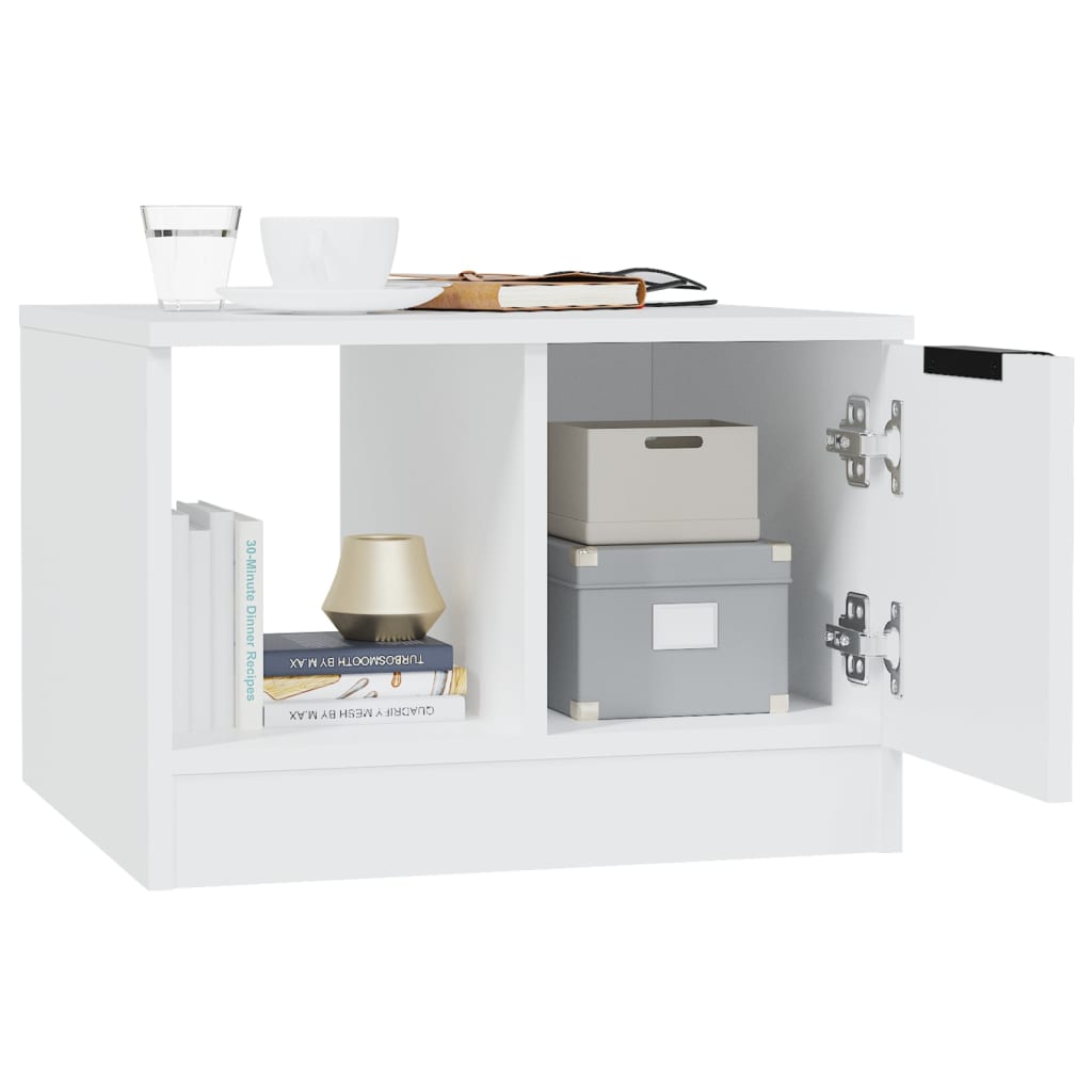 Salongbord hvit 50x50x36 cm konstruert tre