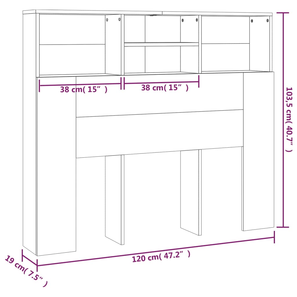 Sengegavlskap svart 120x19x103,5 cm