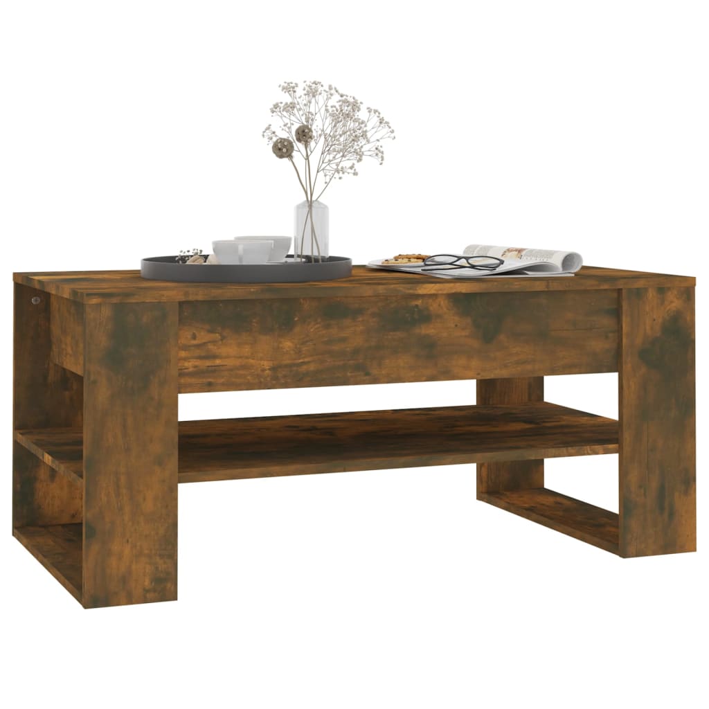 Salongbord røkt eik 102x55x45 cm konstruert tre