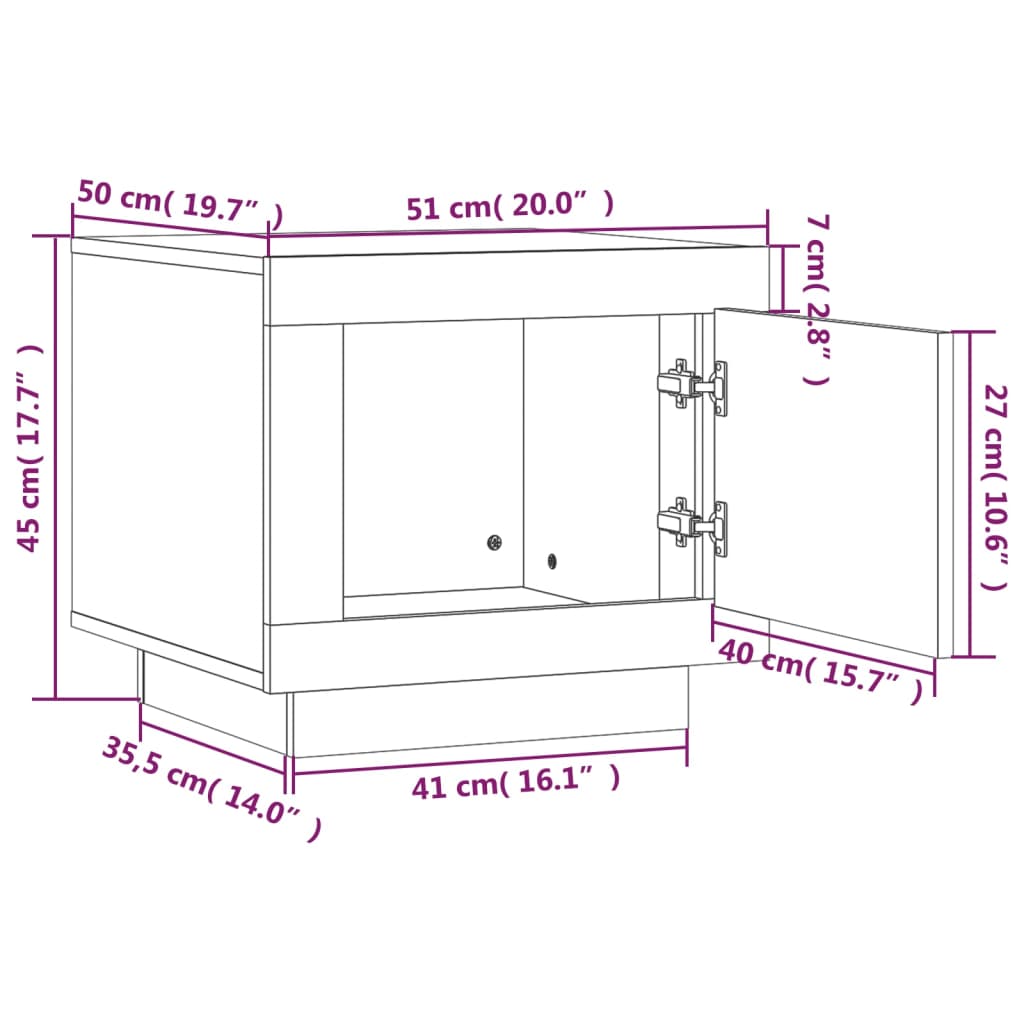 Salongbord røkt eik 51x50x45 cm konstruert tre