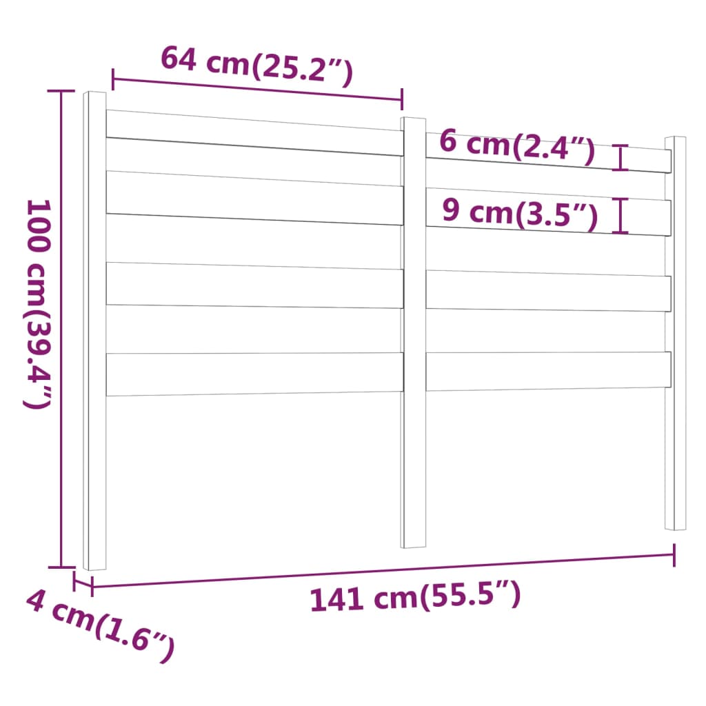 Sengegavl honningbrun 141x4x100 cm heltre furu