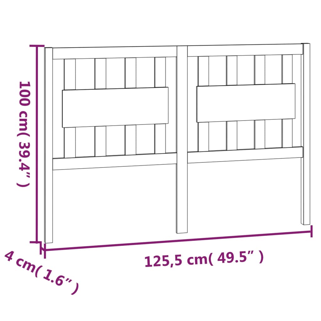 Sengegavl honningbrun 125,5x4x100 cm heltre furu
