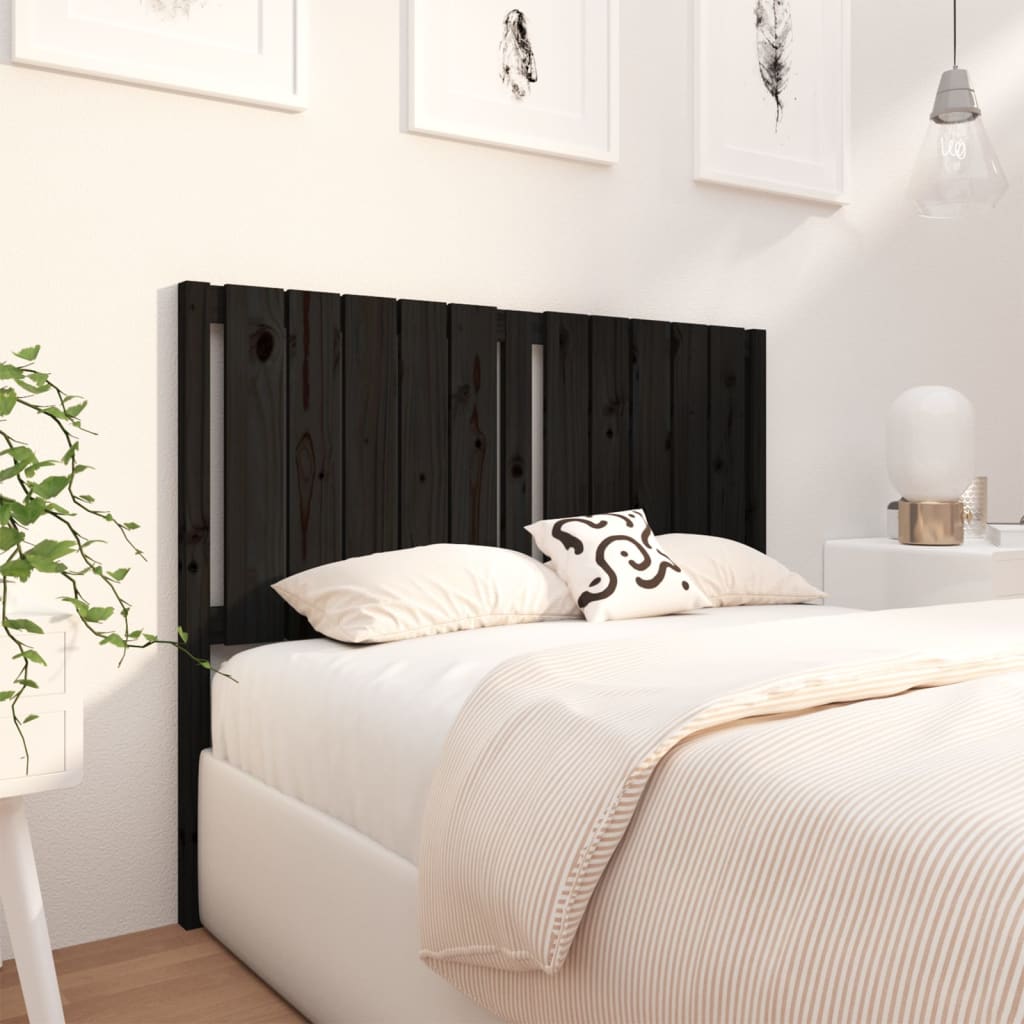 Sengegavl svart 125,5x4x100 cm heltre furu