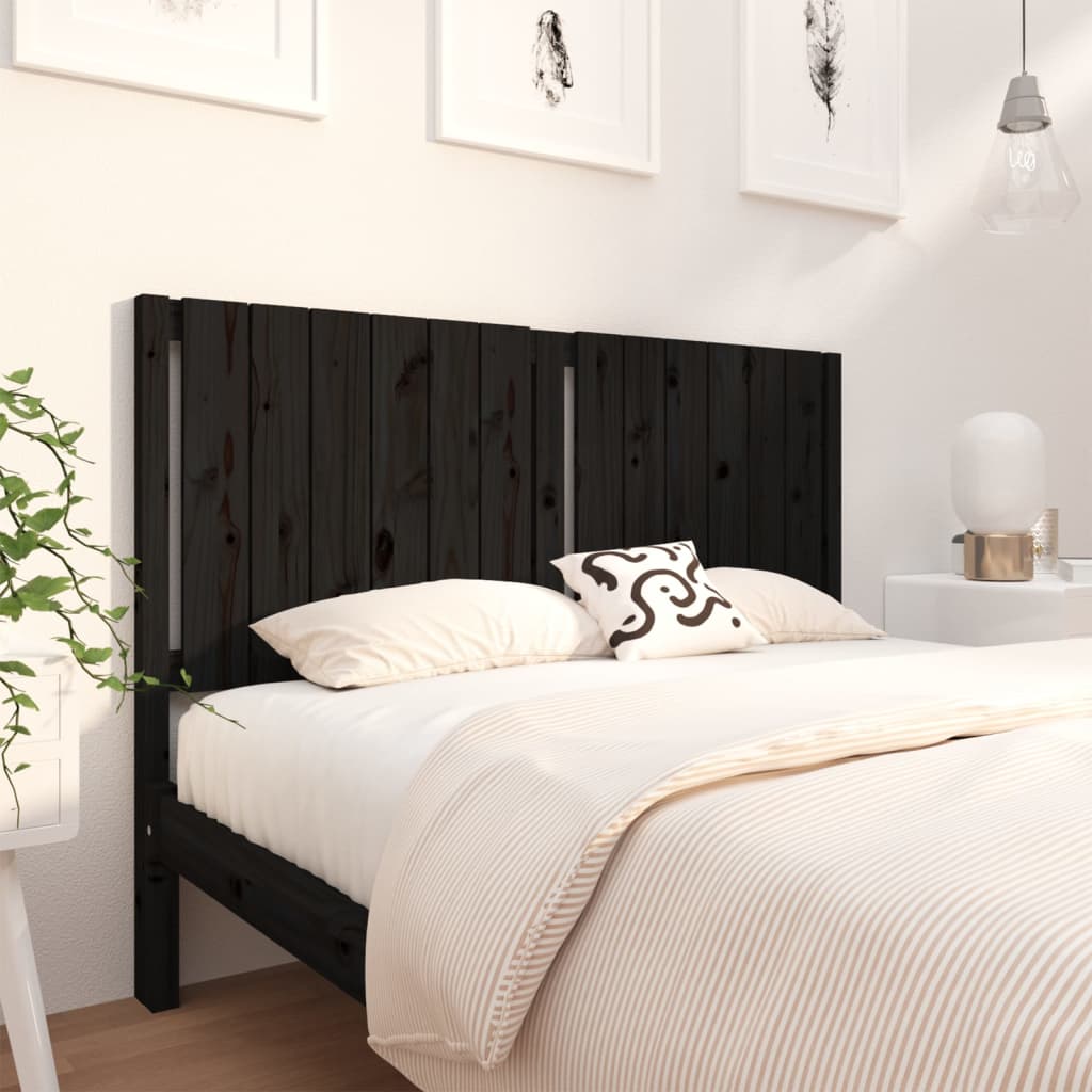 Sengegavl svart 145,5x4x100 cm heltre furu