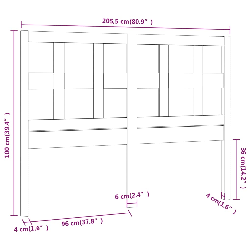 Sengegavl honningbrun 205,5x4x100 cm heltre furu