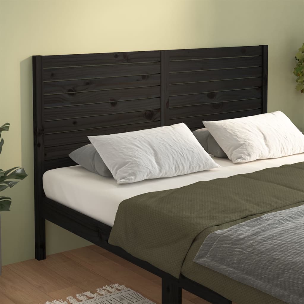 Sengegavl svart 166x4x100 cm heltre furu