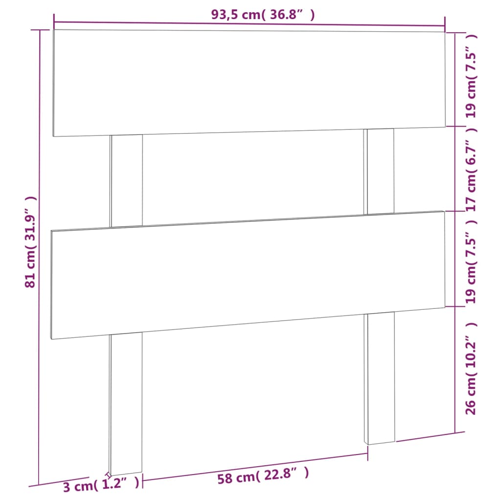 Sengegavl 93,5x3x81 cm heltre furu