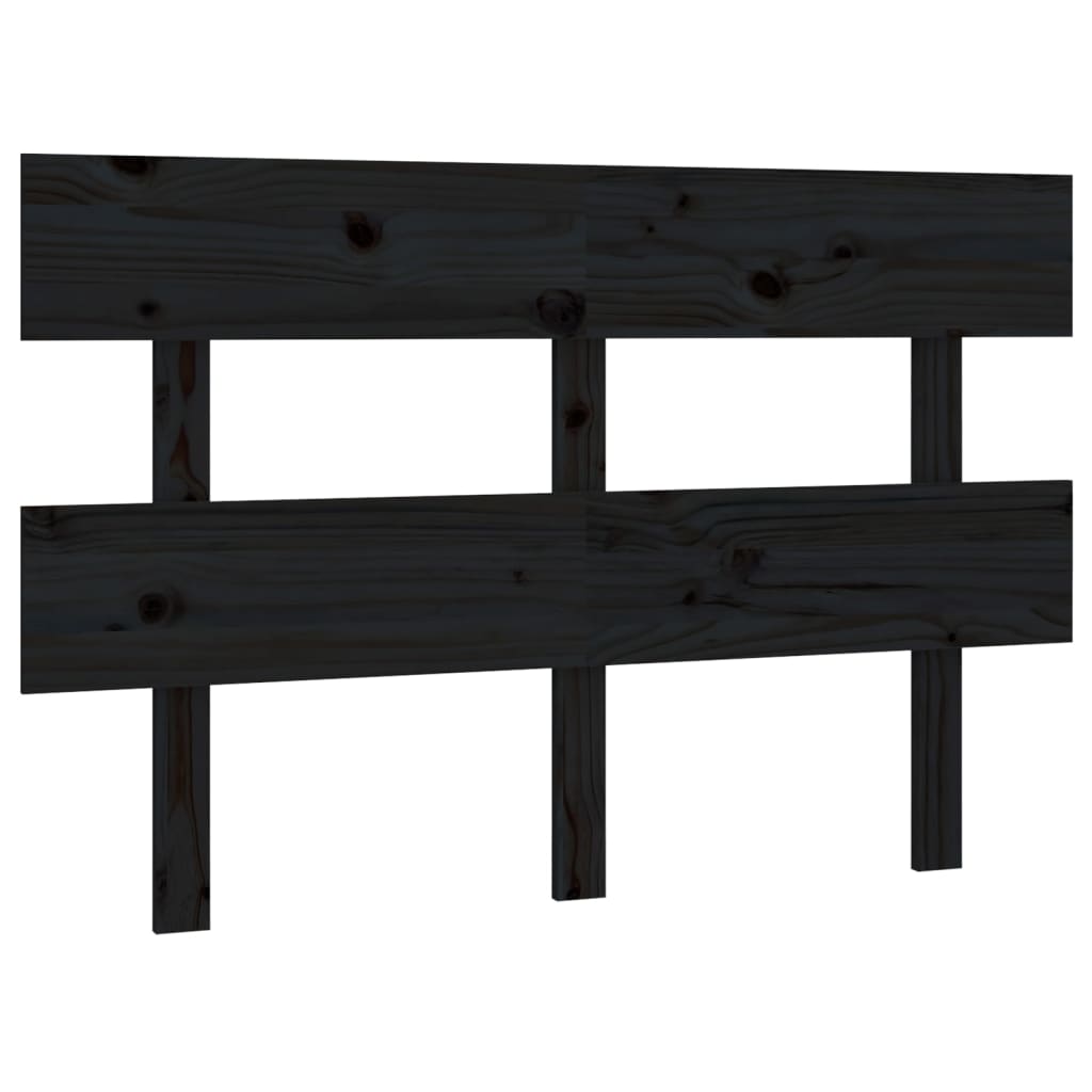Sengegavl svart 124x3x81 cm heltre furu