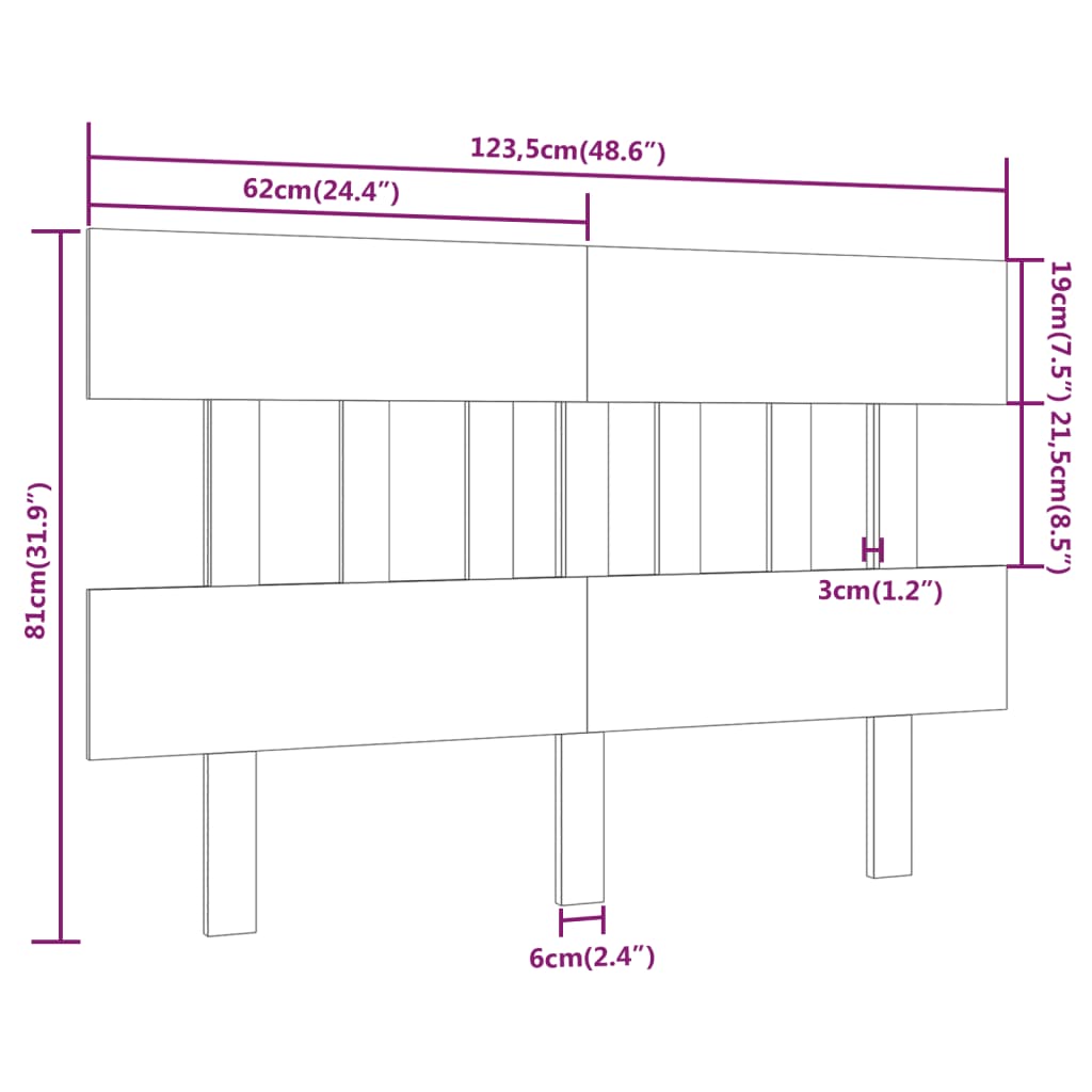 Sengegavl honningbrun 123,5x3x81 cm heltre furu