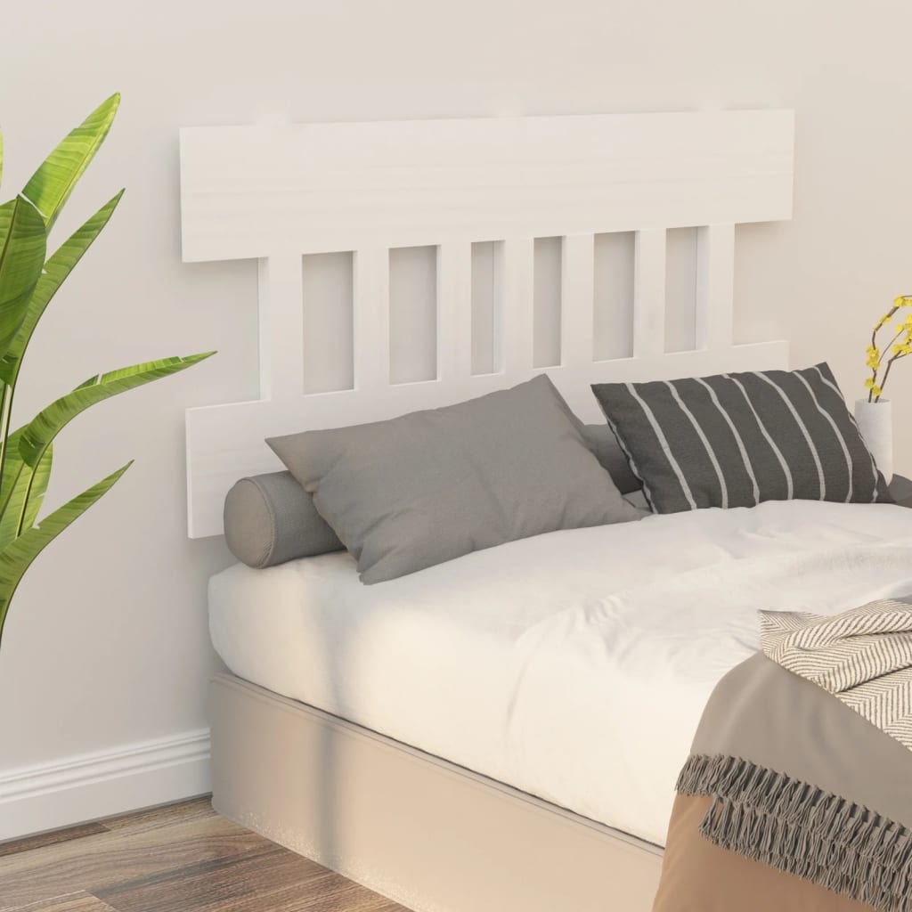 Sengegavl hvit 143,5x3x81 cm heltre furu