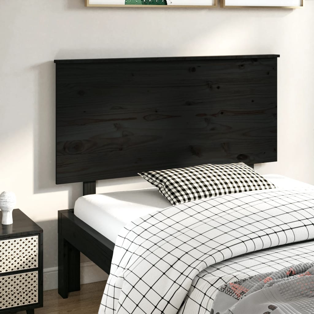 Sengegavl svart 124x6x82,5 cm heltre furu