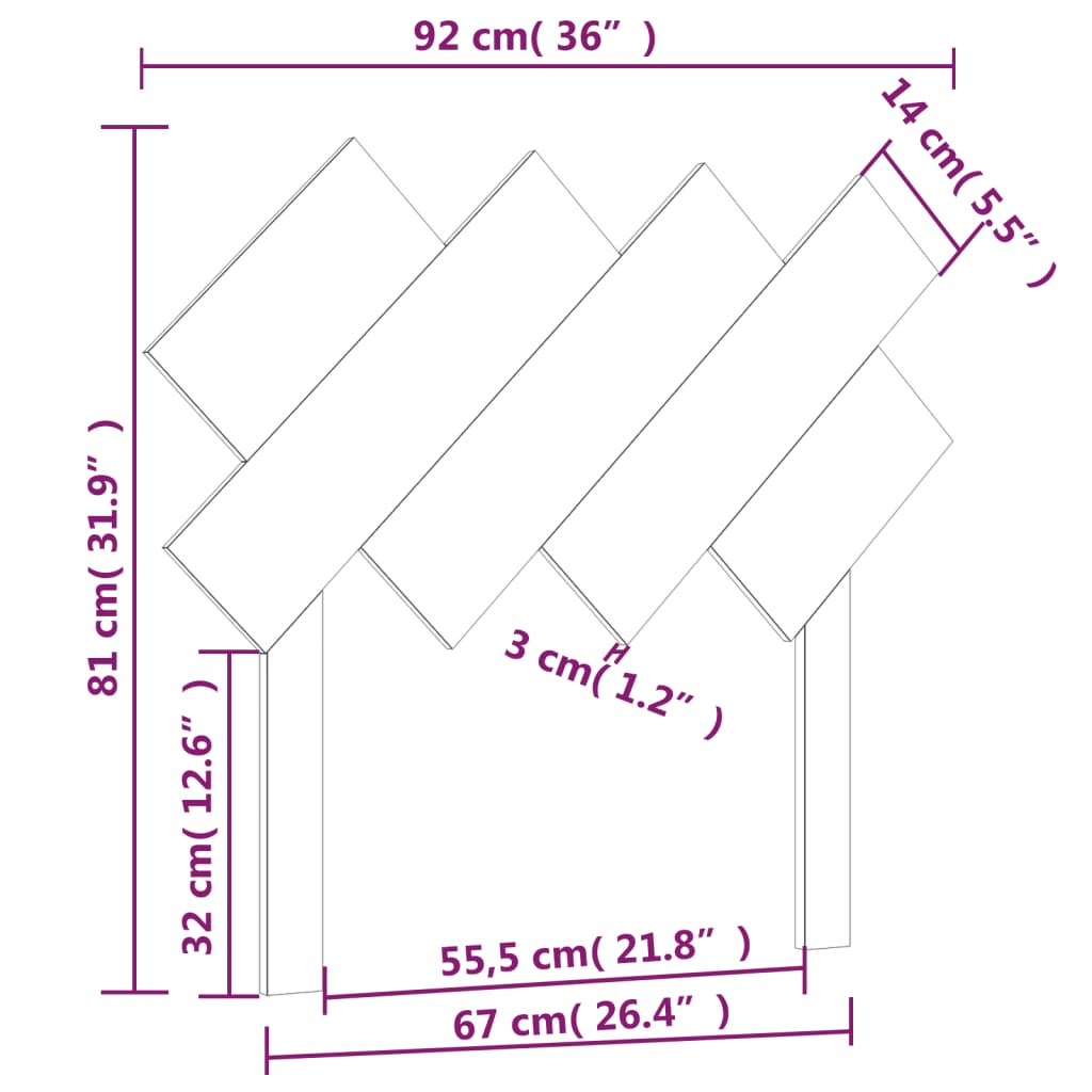Sengegavl 92x3x81 cm heltre furu