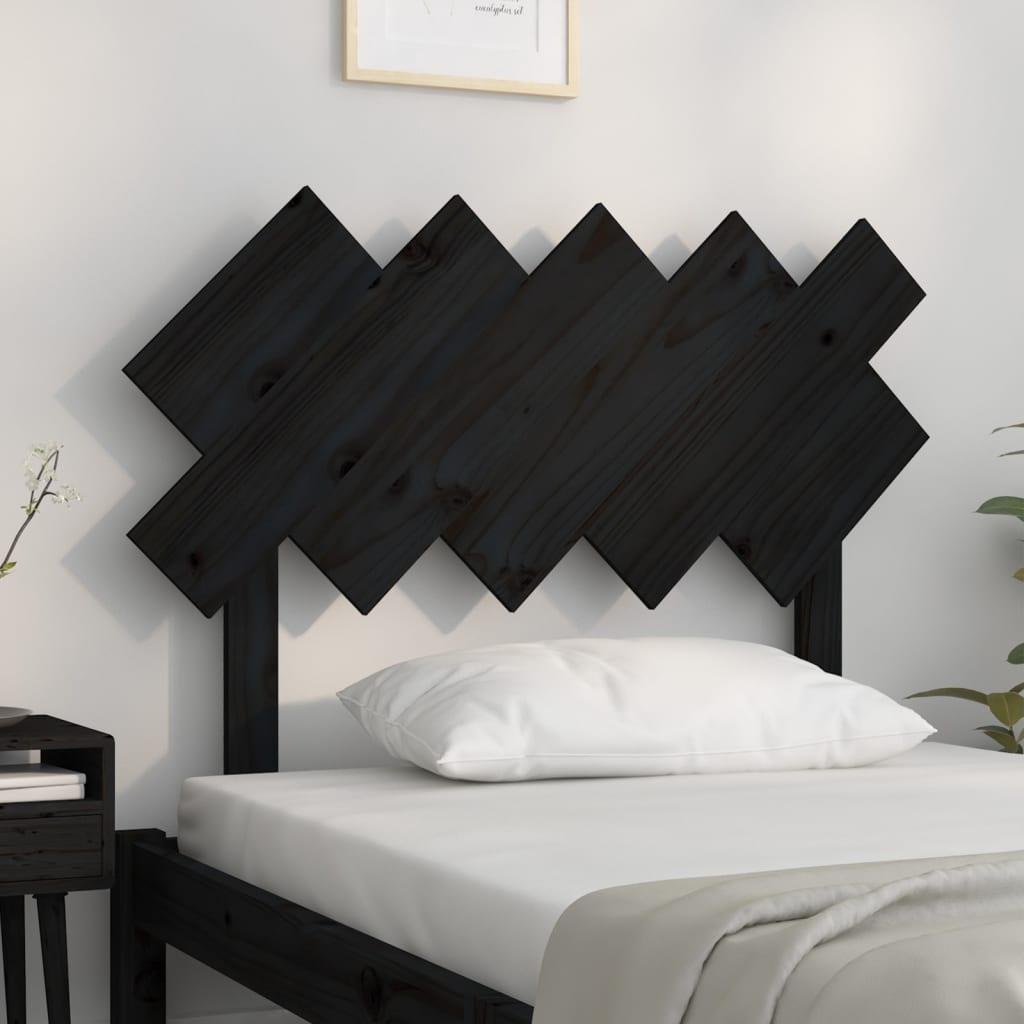 Sengegavl svart 104 x 3 x 80,5 cm heltre furu