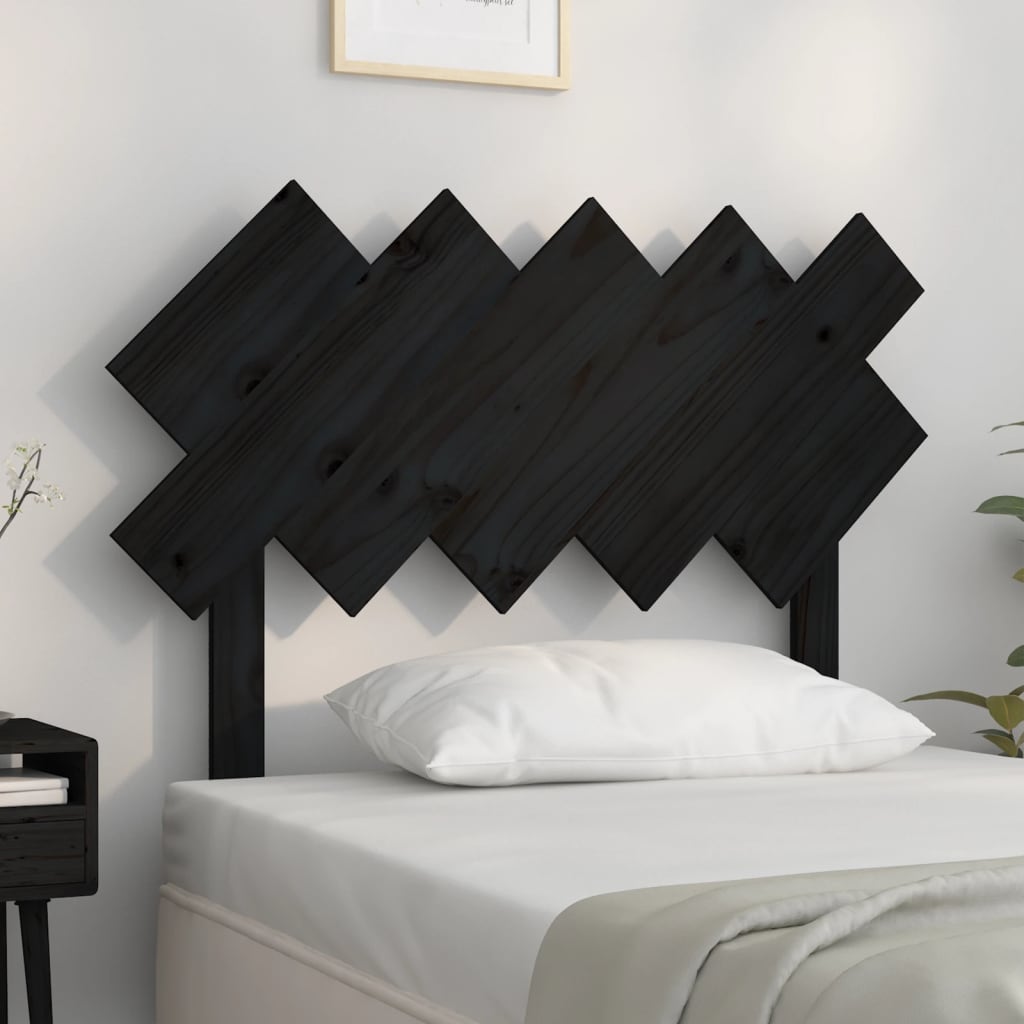 Sengegavl svart 104 x 3 x 80,5 cm heltre furu