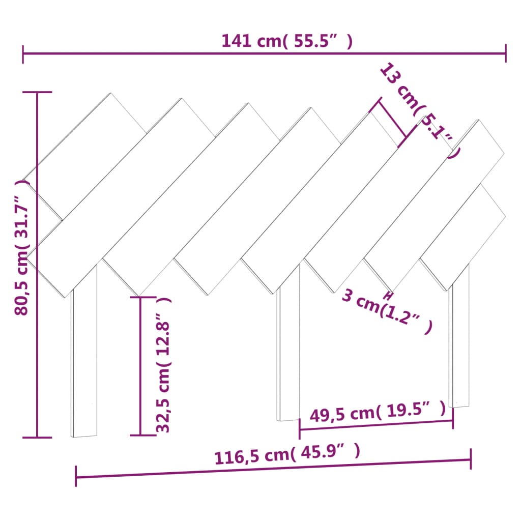 Sengegavl hvit 141x3x80,5 cm heltre furu