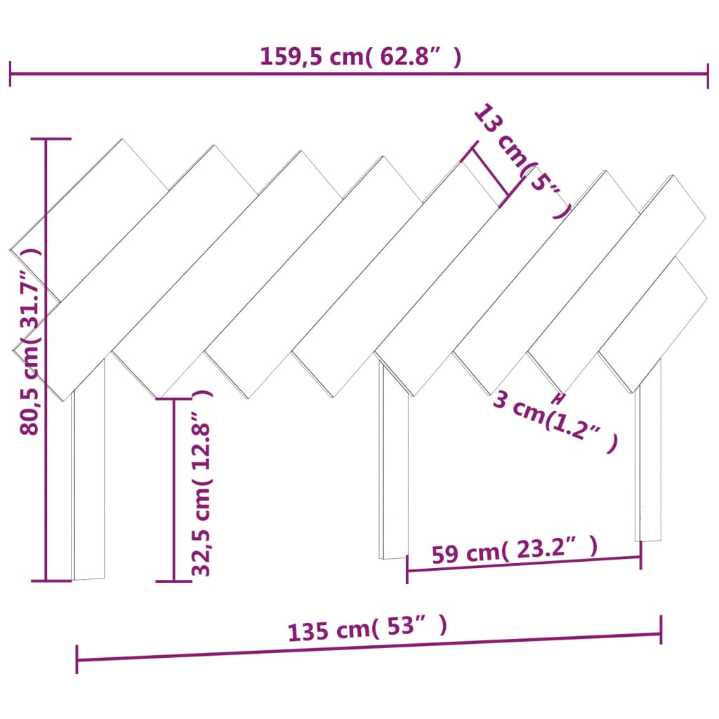 Sengegavl 159,5x3x80,5 cm heltre furu