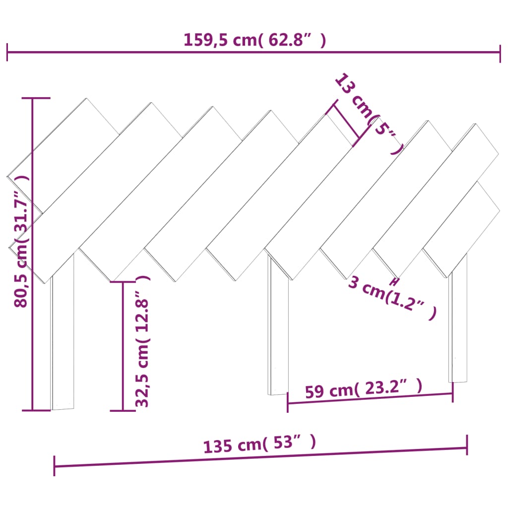 Sengegavl honningbrun 159,5x3x80,5 cm heltre furu
