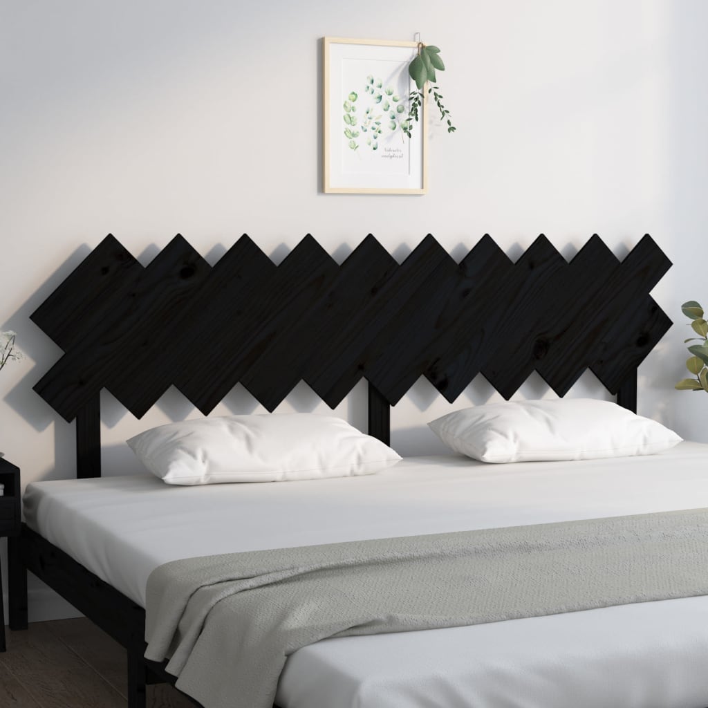 Sengegavl svart 196x3x80,5 cm heltre furu