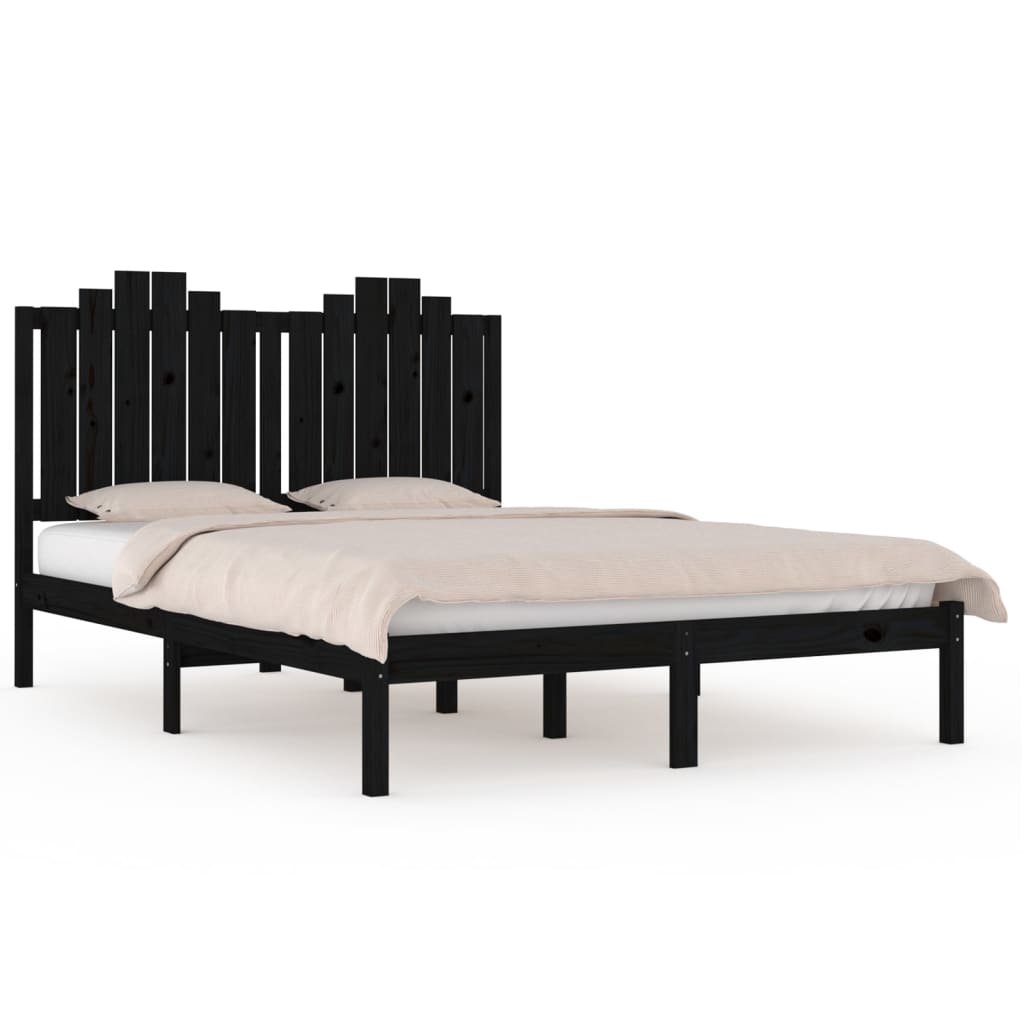Sengeramme svart heltre furu 200x200 cm