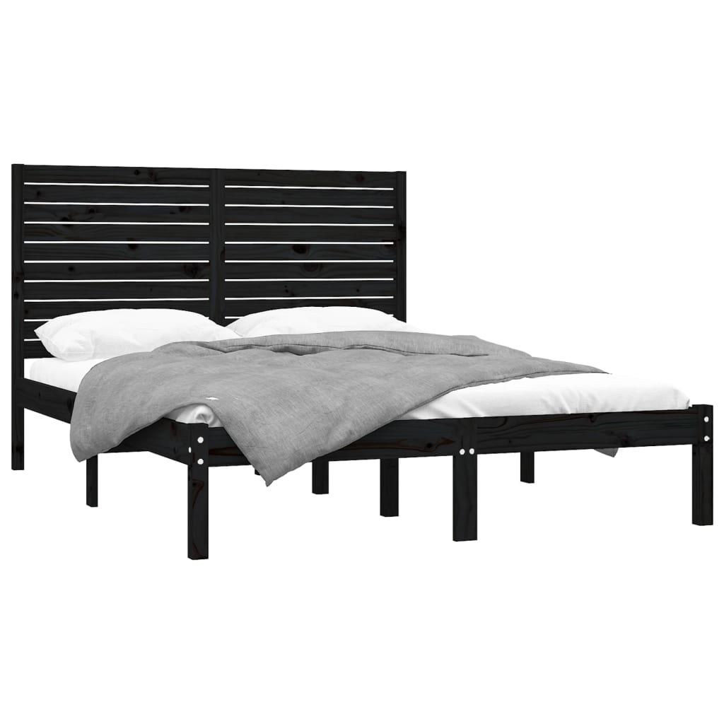 Sengeramme svart heltre 150x200 cm King Size