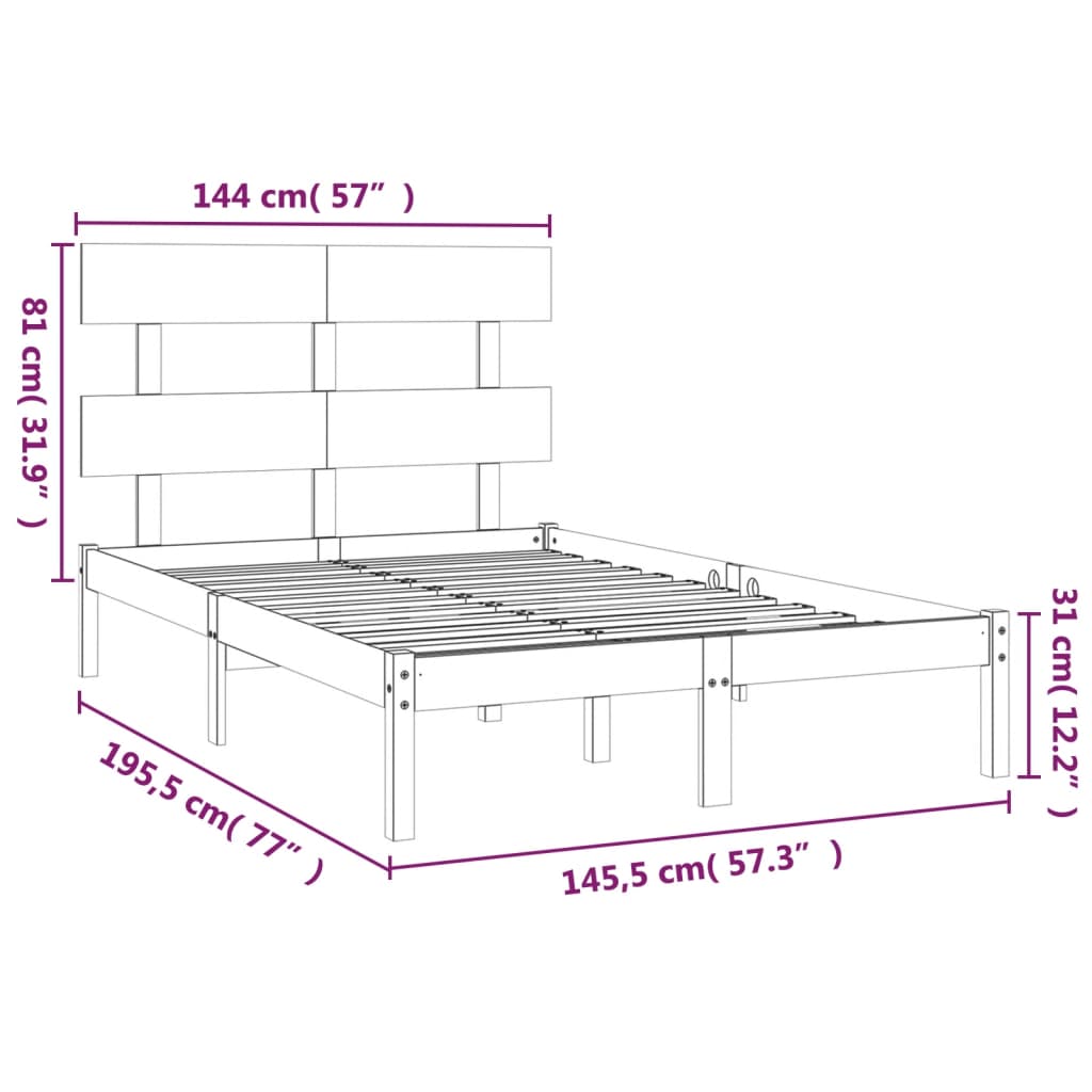 Sengeramme svart heltre 140x190 cm