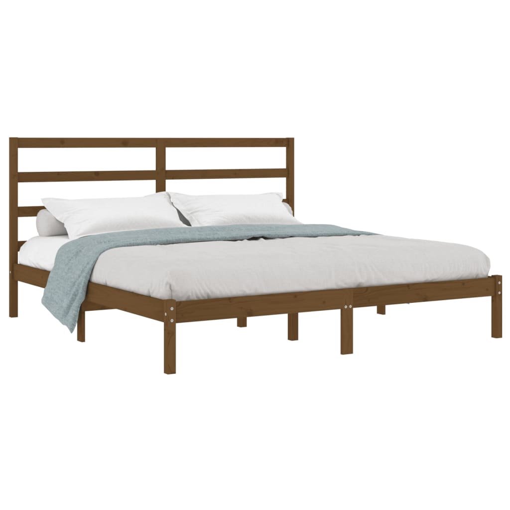 Sengeramme honningbrun heltre furu 200x200 cm
