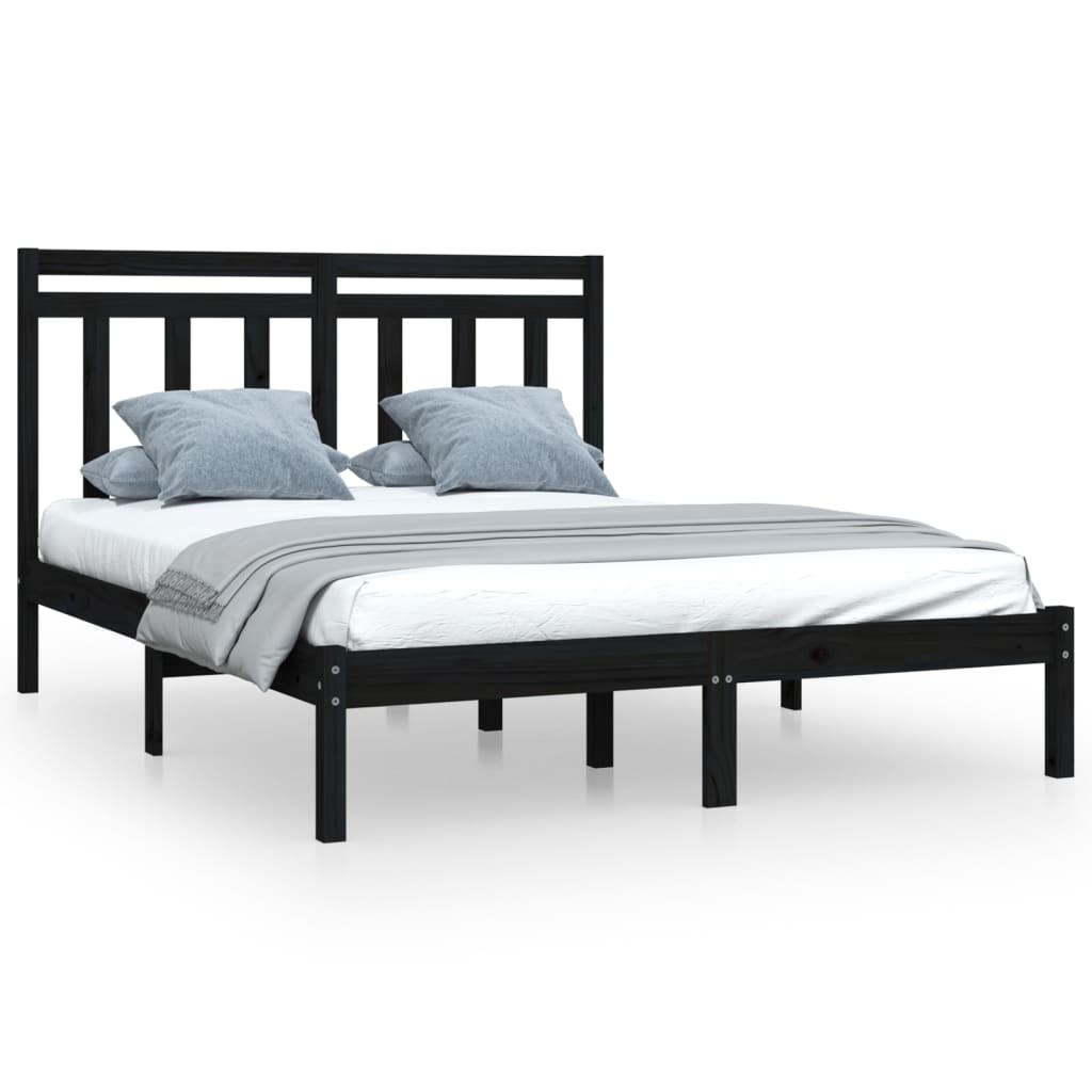Sengeramme svart heltre 140x190 cm